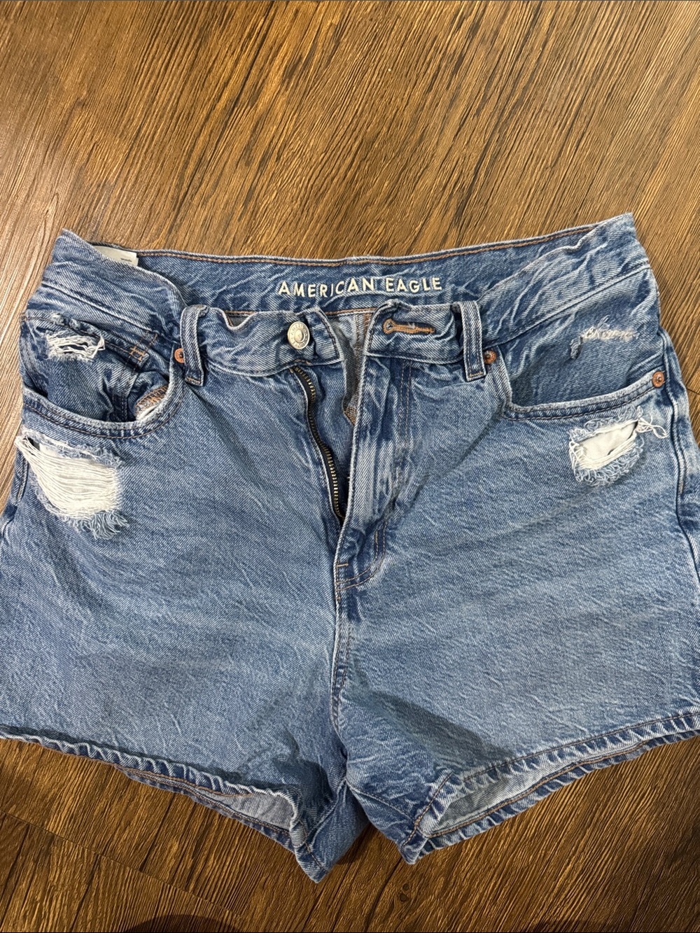 American Eagle Outfitters Distressed Denim Jean Shorts - Light Blue Wash